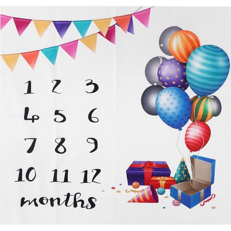 Boîte Cadeau à Motifs Ballons pour Nouveau-né - Tissu Photo Bébé Mois par Mois (1/5)