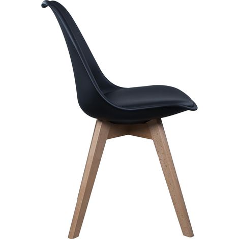 Chaise scandinave coque pp rembourree noire 49x81,5x58 cm (1/2)