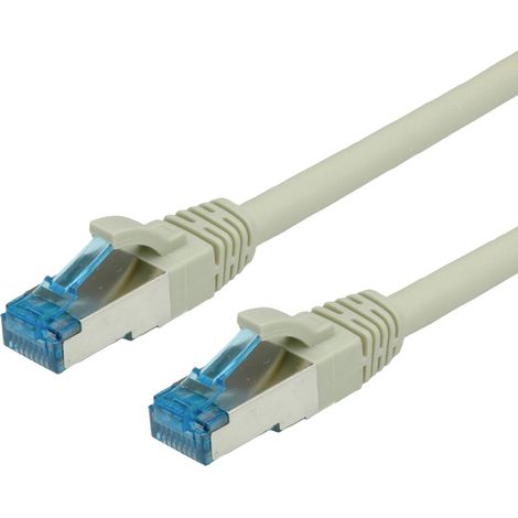 Value 21.99.0864 RJ45 Patchkabel CAT 6a S/FTP 0.30 m Grau Halogenfrei, mit Rastnasenschutz 1 St.