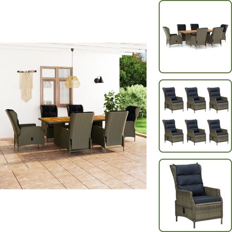 Cuscini per seduta - vidaXL Set da Pranzo da Giardino 7 pz con Cuscini in Polyrattan Marrone - Cuscini per schienale