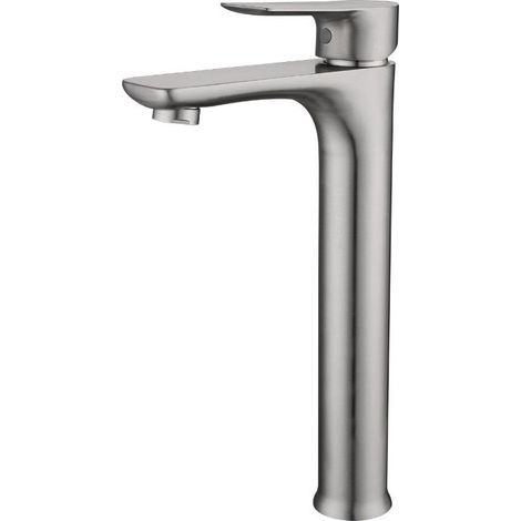 Robinet mitigeur de lavabo brossé en acier inoxydable – Bec haut pour vasques à poser – Cartouche céramique Sedal – Flexible métal tressé (1/4)