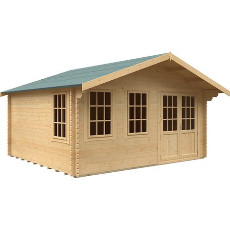 14x16 The Forde 44mm Cabin - L415 x W475 x H292.6 cm - Solid Wood/Softwood/Pine - Natural