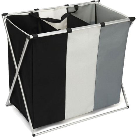 Panier de rangement pliable pour linge, noir, beige et gris, 3 coloris, grande capacité, sac organiseur pour maison ou école (1/5)