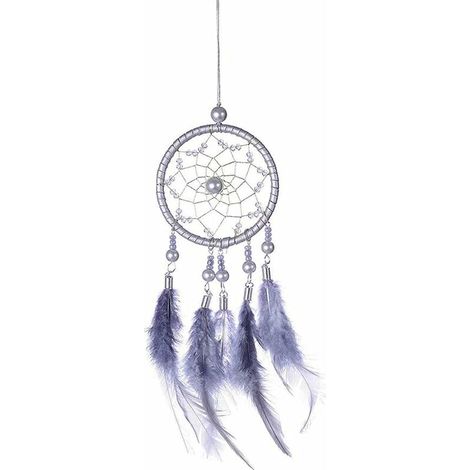 DEESSE SHOP - Filet Suspendu Dreamcatcher Dentelle Plume Filet Décoration Pendentif Dream Catcher Magnifique Style Bohème Décoration Suspendue Gris Parfait pour Mur Chambre Fenêtre et Voiture (1/5)