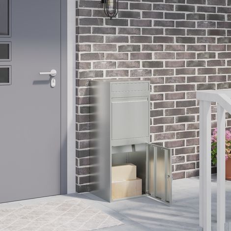 Paketdrop-Box mit Tür Silber 47,5 x 38 x 59 cm Verzinkter Stahl