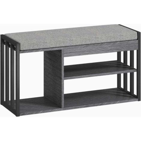 Étagère À Chaussures Avec Banc Intégré Meuble Entrée 3 Niveaux Pour Couloir Salon Chambre Gris (1/4)