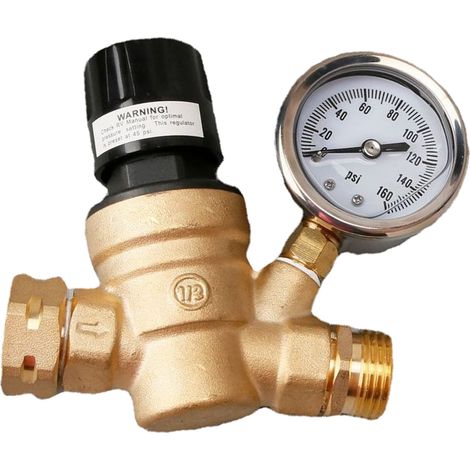 Régulateur de pression d'eau en laiton filetage 3/4in NH avec manomètre pour camping-car remorque (1/5)