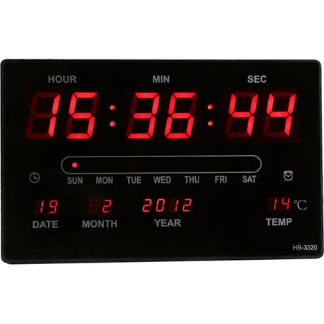 Horloge numérique électronique à LED avec calendrier, affichage de l'heure et de la température, prise UE 110-220 V (1/5)