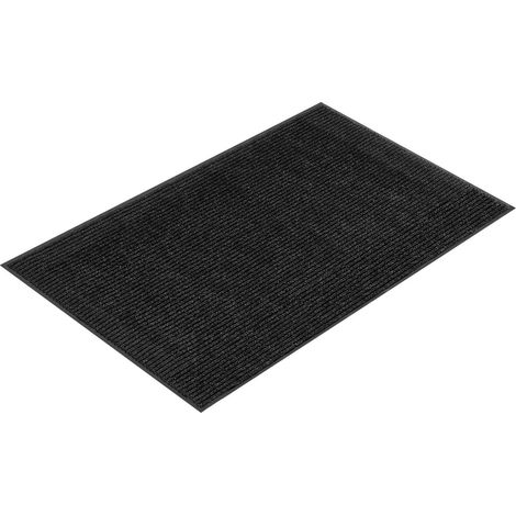 Tapis de sol d'entrée 1829 x 1219 mm, moquette industrielle à rayures, antidérapant PVC, lavable, pour intérieur/extérieur, couloir, balcon, garage, gris. (1/5)