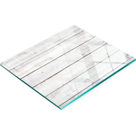 Tagliere da cucina in vetro con grafica, parete in legno, 60x52 cm (1/5)