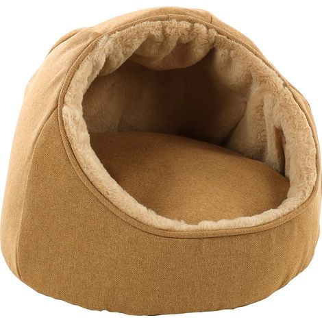 Panier Lana pour Chat et Chien Jaune - 46x46x36cm - Maison Grotte pour Chat et Chien - LIt pour Chat et Chien - Lavable - Fond Anti-dérapant - Lieu de Couchage Doux et Confortable (1/2)