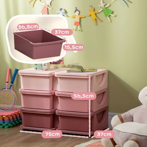 Aufbewahrungsbox für Kinder, 3 Schubladen, rosa (1/5)