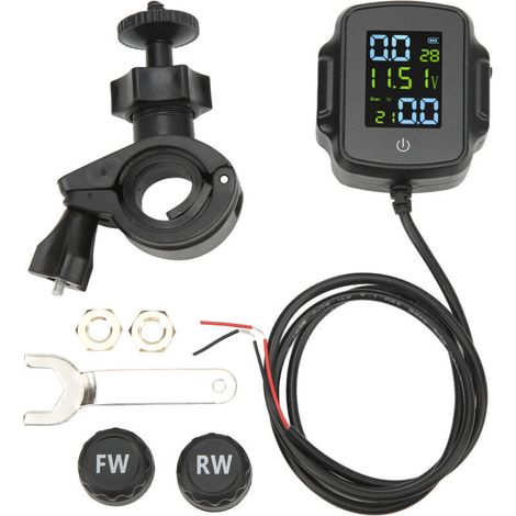 Système de Surveillance de la Pression des Pneus Moto, Système de Surveillance de la Pression des Pneus TPMS Capteur de Pression des Pneus sans Fil Manomètre des Pneus Vélo avec (1/4)