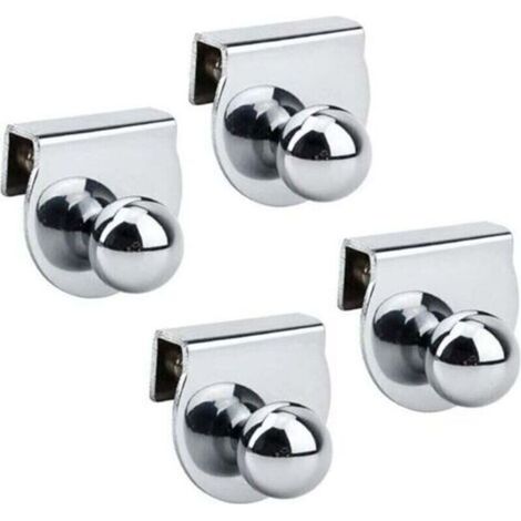 Lot de 4 poignées de porte en verre, sans perçage, pour vitrines, meubles, armoires en verre (1/4)