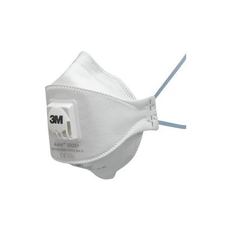 3M – Masque de protection FFP2 pliable avec soupape Aura™ 9300+ – Lot de 10 masques – Indice de protection FFP2 – Pour espaces confinés