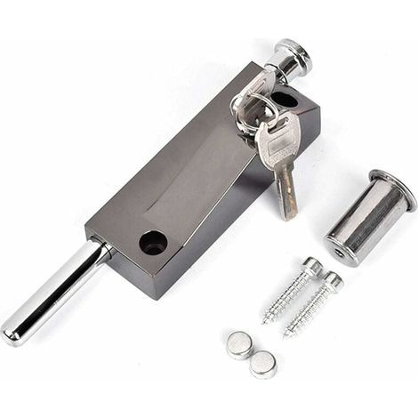 Serrure de porte multifonctionnelle noire - serrure de porte de garage - serrure universelle - livrée avec 2 clés - utilisable à l'intérieur comme à l'extérieur (1/4)
