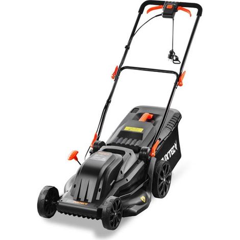 FUXTEC Tondeuse Électrique FX-RME43, 43cm, 45L, Hauteur 25-75mm, 1200W, 12kg, Poussé e, Bac Inclus, Idé ale Jardin 220V