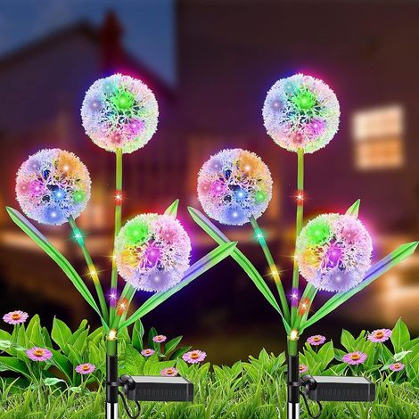 Lot de 2 lampes solaires pour extérieur de jardin 36 LED solaires de pissenlit 3 en 1 lampes solaires de pissenlit étanches pour extérieur pelouse, balcon, terrasse, cour [Classe énergétique A+++] (1/5)