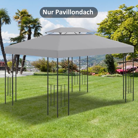 Toit de remplacement 3×4m étanche double toit - remplacement toit jardin - polyester pour kiosque métallique - gris clair - Pratique (1/5)