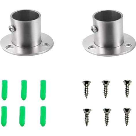 Lot de 2 Supports de tringle, Acier inoxydable, Fixation 3 trous, Diamètre 22,5 mm, Pour balcon et salle de bain (1/5)