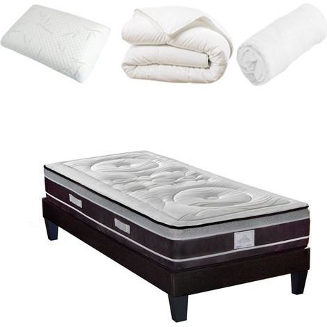 DIVIN - Matelas ressorts ensachés + sommier + accessoires Blanc 90x190 cm (1/5)