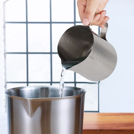 Messbecher aus Edelstahl, Kaffeekännchen, Milchaufschäumkännchen, Espressokännchen (1000 ml) (1/5)