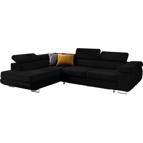 Ecksofa, links umbaubar, 4-Sitzer, Wilson Velours Schwarz