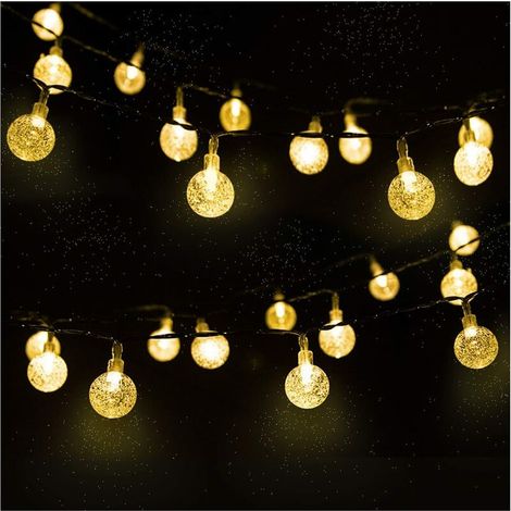 Solar-Lichterkette für den Außenbereich, 4,5 m, 30 LEDs, Kristallkugel-Lichterkette mit 2 Beleuchtungsmodi, Dekorationslicht für Weihnachten, Baum, Garten, Terrasse, Balkon, Warmweiß (1/5)