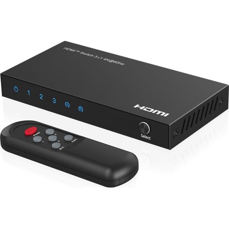 Conmutador HDMI MicroConnect 3x1 4K a 60 Hz, HDCP 2.2, con control remoto, MC-HDMISWITCH0301-4K