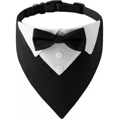 Bandana Smoking Perro pour Chiens, Bandana de Mariage Anniversaire pour Chien, Collier Formel Chien avec Nœud Papillon et Cravate Réglables pour Petite, Moyenne, Grand Chiens (1/5)