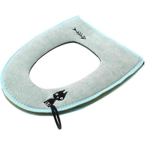 Coussin de siège de toilette d'hiver doux et chaud pour WC en forme de U ou O, taille universelle, fermeture éclair, couleur aléatoire (1/5)
