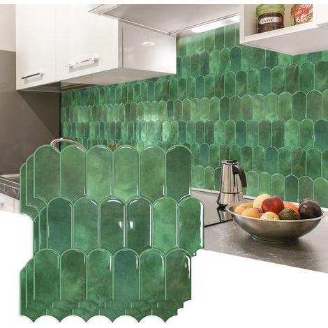 Carreaux adhésifs - Stickers carrelage - 10 pièces - Carreaux de crédence autocollants - Stickers muraux cuisine - 30 x 30 cm - Imperméables et résistants à la chaleur - Pour cuisine, salle de bain et (1/5)