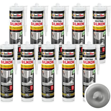Neutralsilikon Naturstein Silikon Granit Marmor Sanitär Inn/Auß 10 x 300ml Grau (1/5)