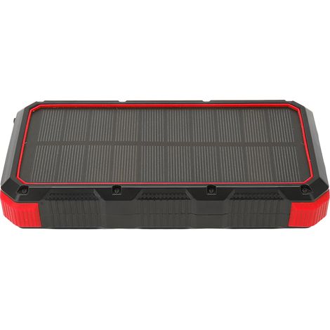 Power Bank Solaire 36800mAh Charge Rapide 3 Ports USB avec Lampe LED pour Randonnée Camping 5V 3A Rouge Portable