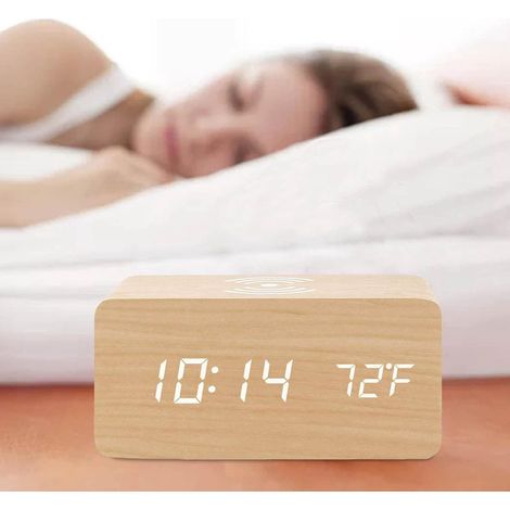 Wecker – Intelligenter Wecker – Digitaler Wecker – Digitaler Wecker aus Holz – Wecker für Kinder und Erwachsene – Reisewecker – Drei einstellbare Helligkeitsstufen – Geeignet für Schlafzimmer und Büro (1/5)
