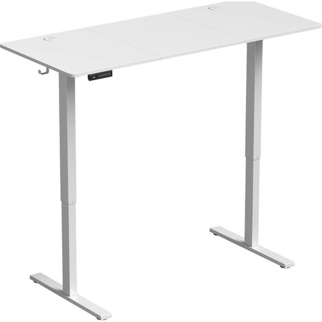 MODFU – Scrivania regolabile in altezza elettrica 140x60 cm, altezza 72-118 cm, display LED con memoria, MDF, carico 70 kg – Bianco (1/5)