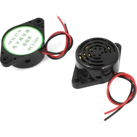 2 pièces DC3-24V Kunststoffschale Industrie Dauerton électronique alarme été noir