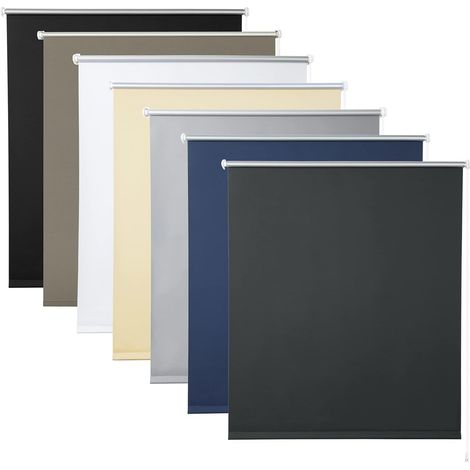 WOLTU Estor Enrollable Opaco Térmico Puerta Ventana Aislante Sin Agujeros Negro Carbón 85x130 cm