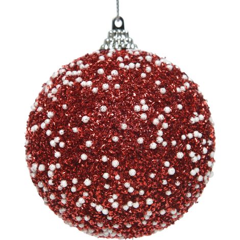 Sfera glitter rossa con pois bianchi (1/3)