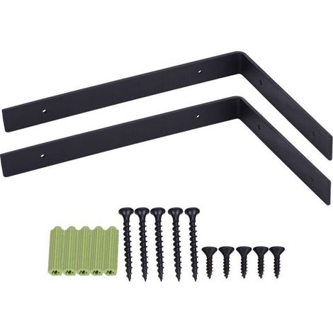 SJLERST Supports pour étagères murales, equerre étagère angle de 90 degrés murale pour Salon Chambre Entrée Bureau (noir) (1/5)