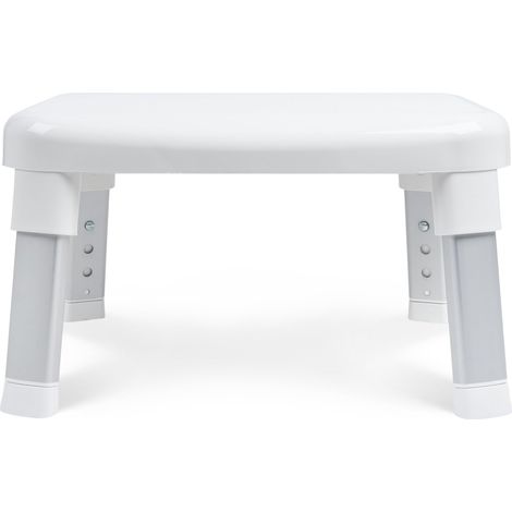 WEINBERGER Design Dusch- und Badewannentritt für Senioren und Kinder, rutschfeste Füße, höhenverstellbar, extra stabil, bis 150 kg, Fusshocker, Badhocker, Tritthocker, Farbe: Weiß, Modell: 43910