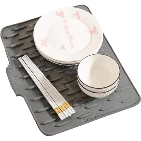 Tapis de Séchage Vaisselle en Silicone Tapis pour Plan de Travail Cuisine - Séchage Rapide Antidérapant Protection Thermique pour Vaisselle Ustensiles Évier Bol (1/5)