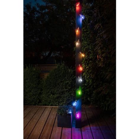 Guirlande solaire guinguette 3,8m : 10 ampoules multicolores. Créez une ambiance extérieure festive (1/4)