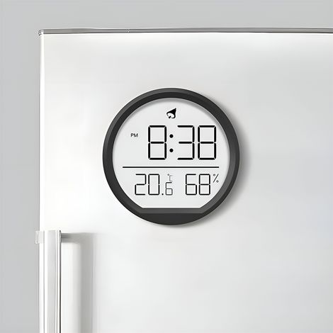 Horloge thermomètre-hygromètre ultra-mince, réveil électronique d'intérieur, réveil mural numérique pour la cuisine (1/4)