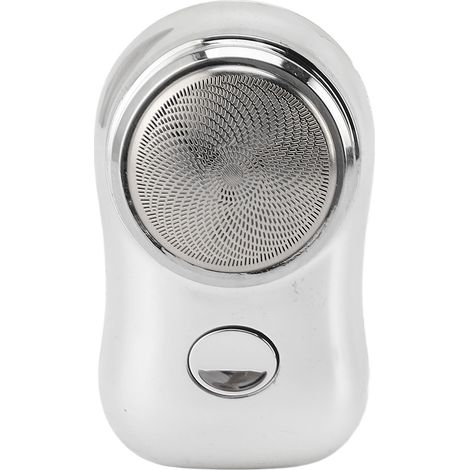 Mini tondeuse à barbe de poche, rechargeable USB-C, silencieuse, avec batterie 400 mAh, idéale pour les voyages en voiture, finition argent poli.