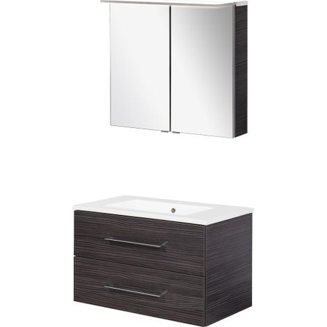 Fackelmann B.perfekt Badmöbel Set 3-teilig, 80 cm, Anthrazit, LED-Spiegelschrank-09833 (1/5)