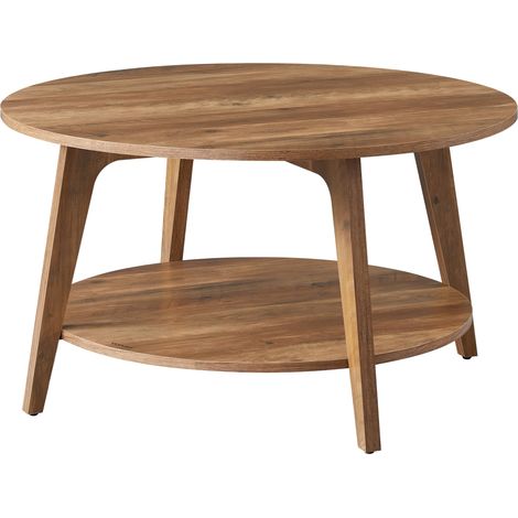 Table Basse Ronde, Table de Salon à 2 Niveaux, pour Salon, 80 x 45 cm (Ø x H), Assemblage Facile, Marron Miel LCT243K41V1 (1/5)