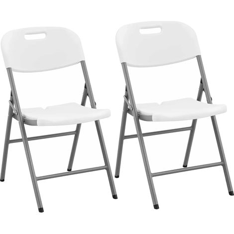 GOVITA - Set 2 Sedie Pieghevoli Salvaspazio in Plastica e Metallo Sedie da Giardino Richiudibili Resistenti Fino a 157,5 kg Comode e Leggere per Interni ed Esterni (1/5)