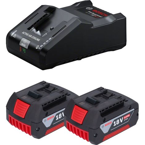 Bosch Starter Set 2x GBA 18 V / 4 Ah / 4000 mAh Batteria agli ioni di litio ( 2x 1600Z00038 ) + GAL 18V-160 Caricabatterie professionale ( 1600A02T5G )