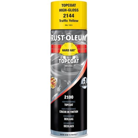 Peinture en aérosol HARD HAT - jaune signalisation RAL 1023 - brillant - 500 mL - RUST-OLEUM